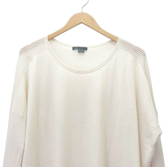 Vince 100% Cashmere Perforated Back Sweater Jumper in Winter White Cream Size XL - Picture 7 of 12